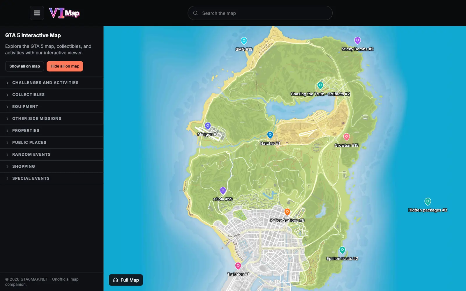 The GTA 5 interactive map on gta6map.net